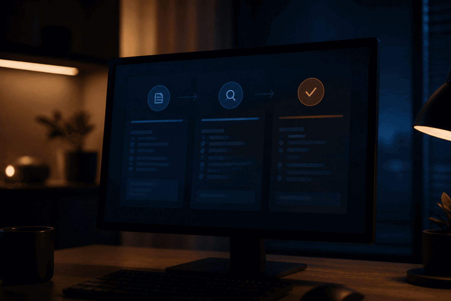 Lending workflow stages on a dark product screen